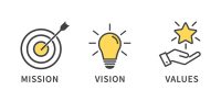 Mission, Vision and Values icon.  Organization mission. Success and growth concepts. flat design. Vector illustration